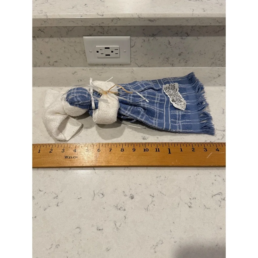 Vintage Cute Kitchen Towel Bunny Blue Plaid Bath Towel Holder Decorative‎ Gift